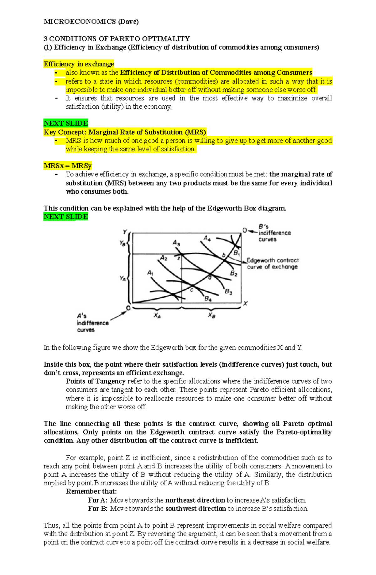 Efficiency in Exchange (Dave - Micro Economics) - MICROECONOMICS (Dave ...