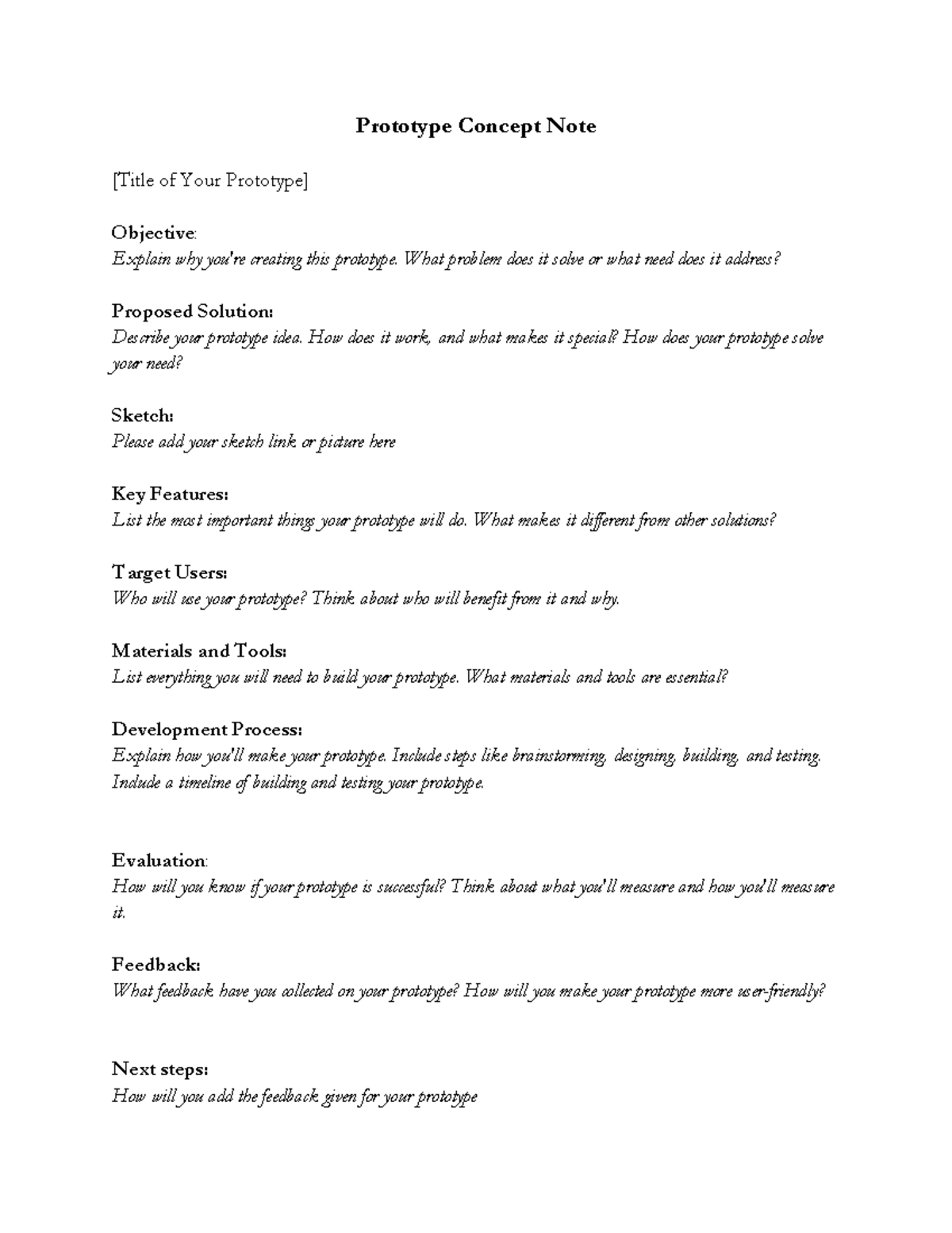 Proof of Concept - Prototype Concept Note [Title of Your Prototype ...