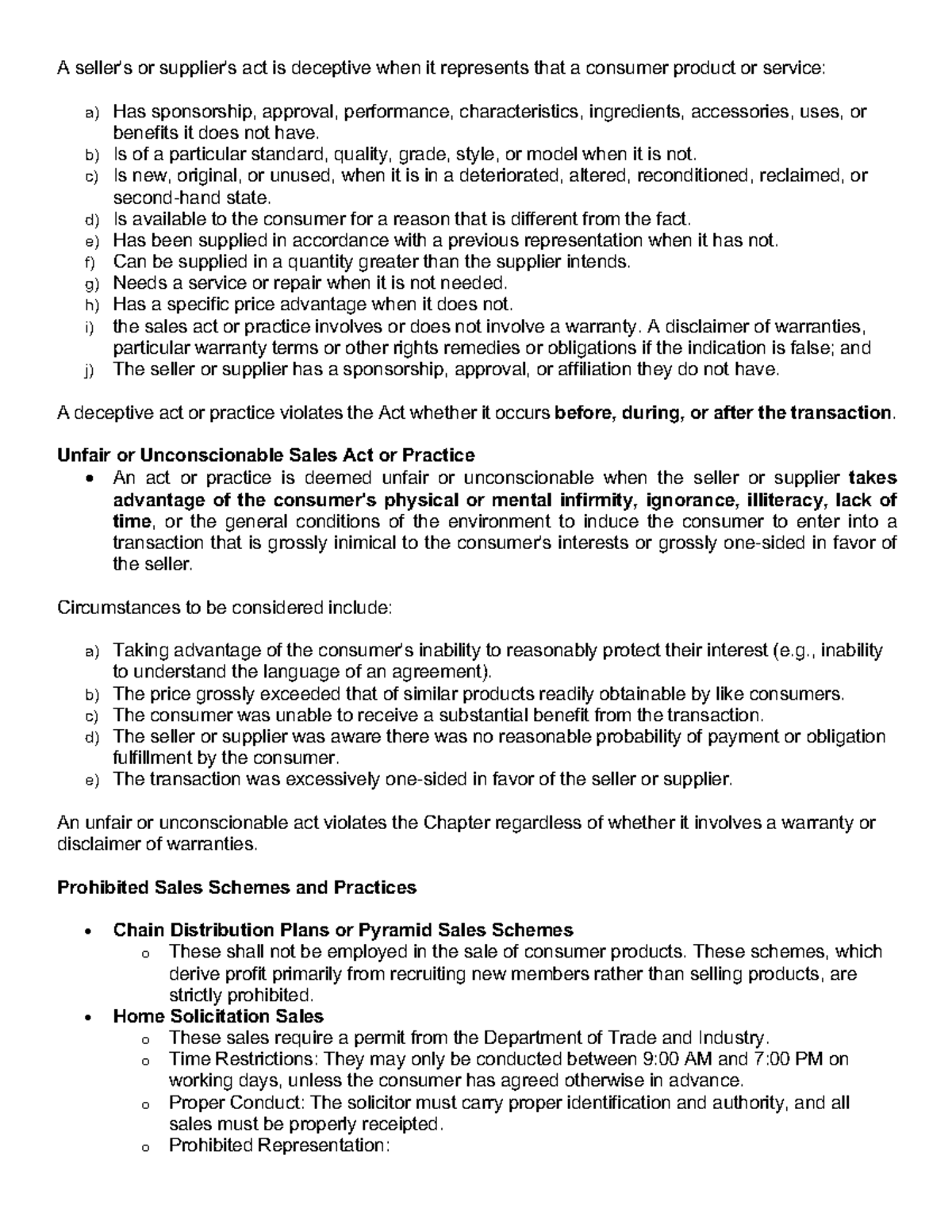 Consumer Act of the Philippines: Deceptive Sales Practices Explained ...