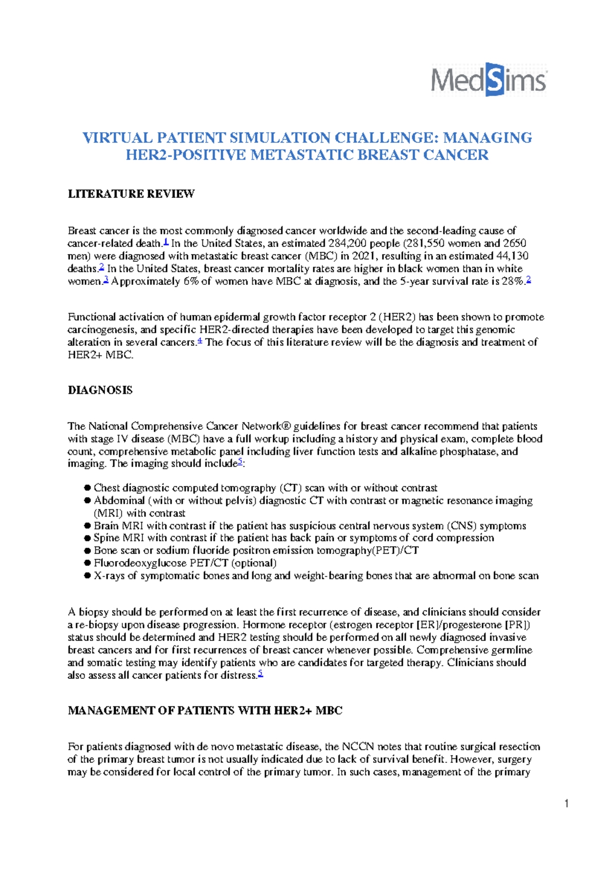 VIRTUAL PATIENT SIMULATION CHALLENGE: MBC Management Review - Studocu