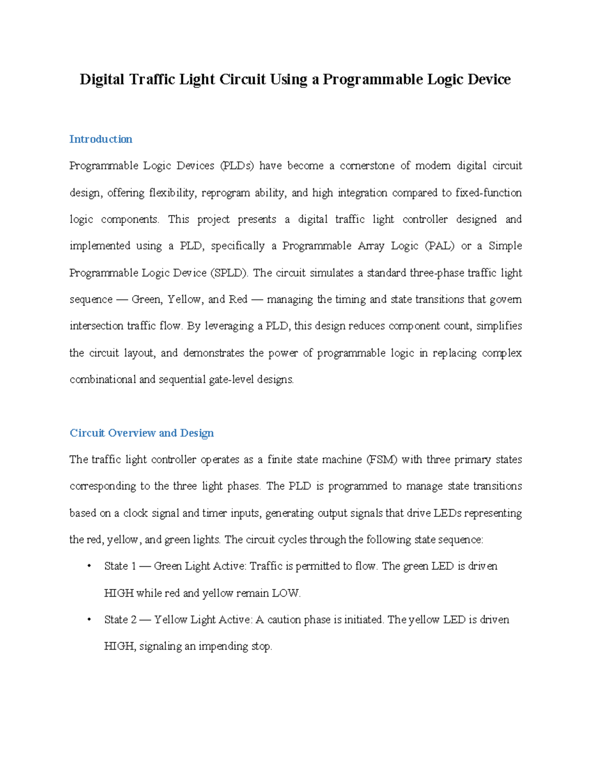Traffic Light Controller Design Using PLD: A Comprehensive Overview ...