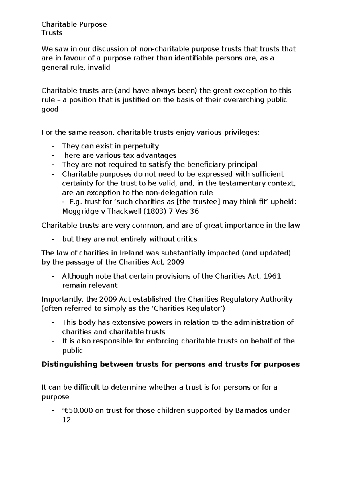 Charitable purpose trusts: an overview of legal principles and ...