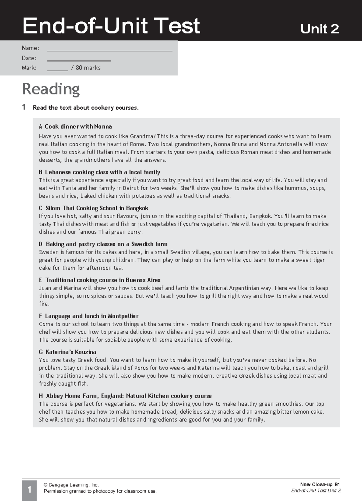 Cookery Course Descriptions & Exam Task - Unit 2 TACB3 APD - Studocu