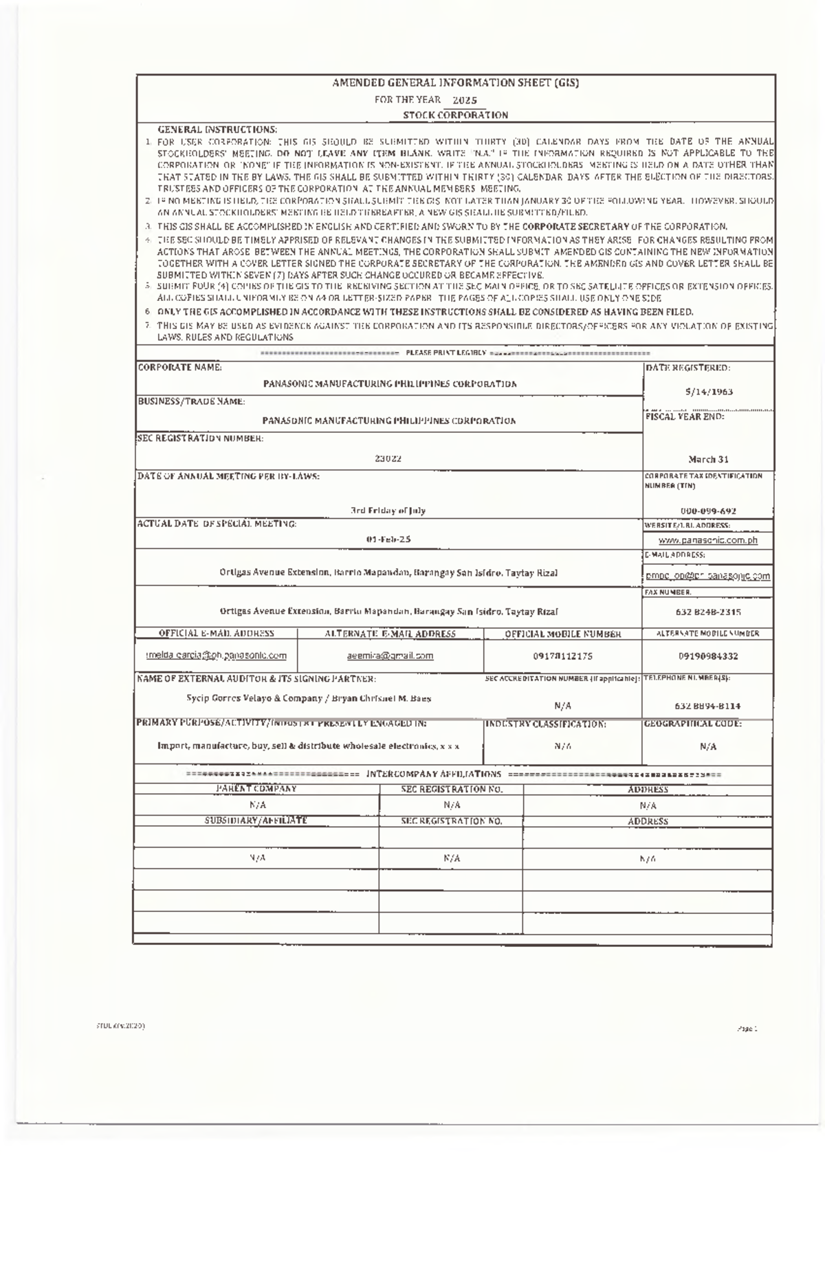 Amended General Information Sheet (GIS) for PMPC - 2025 Edition - Studocu