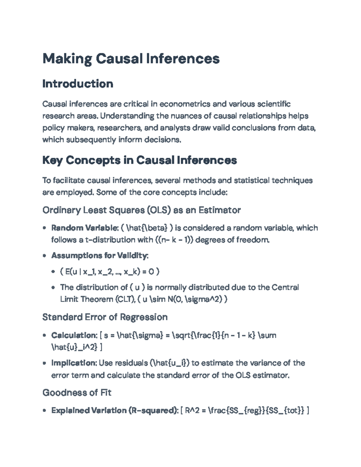 Causal Inferences: Essential Concepts and Methods in Econometrics ...