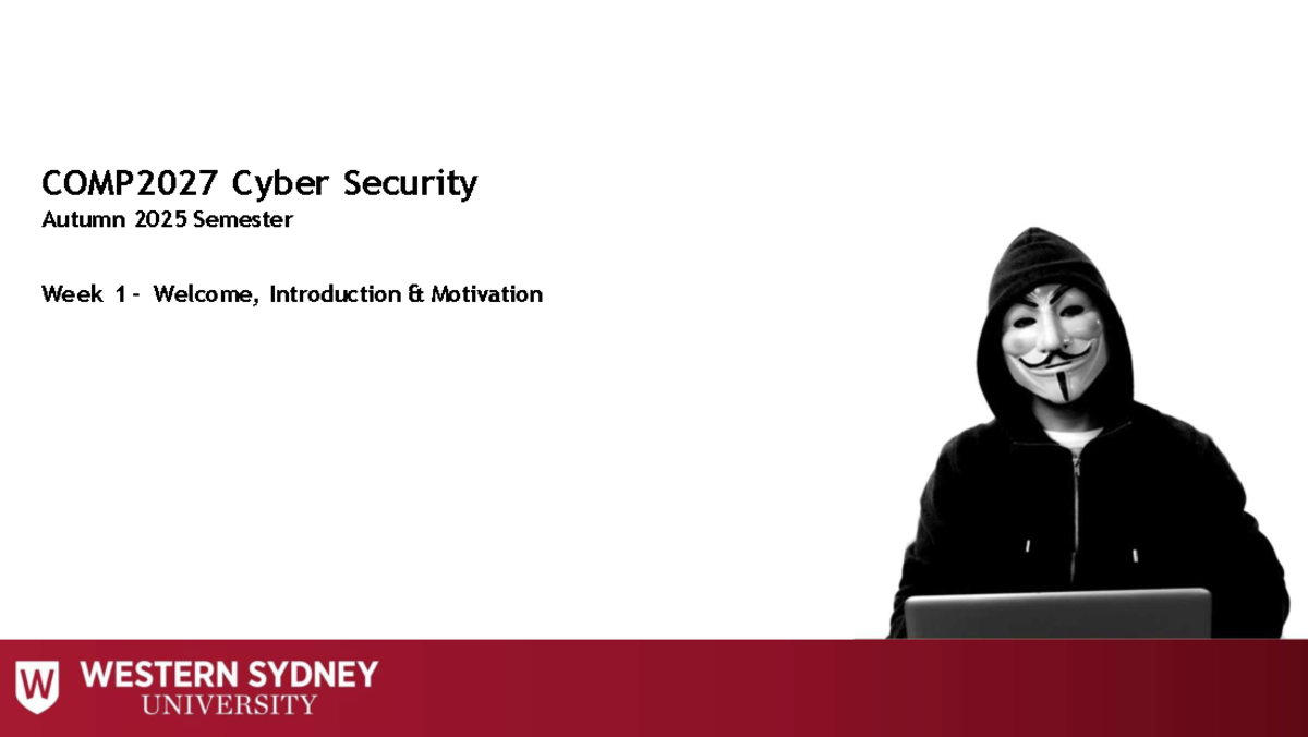 COMP2027 Cyber Security Week 1: Introduction & Overview - Studocu