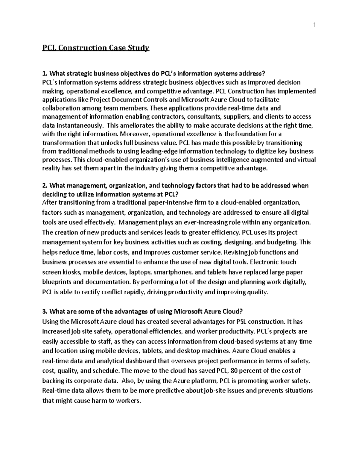 PCL Construction Case Study - What strategic business objectives do PCL ...