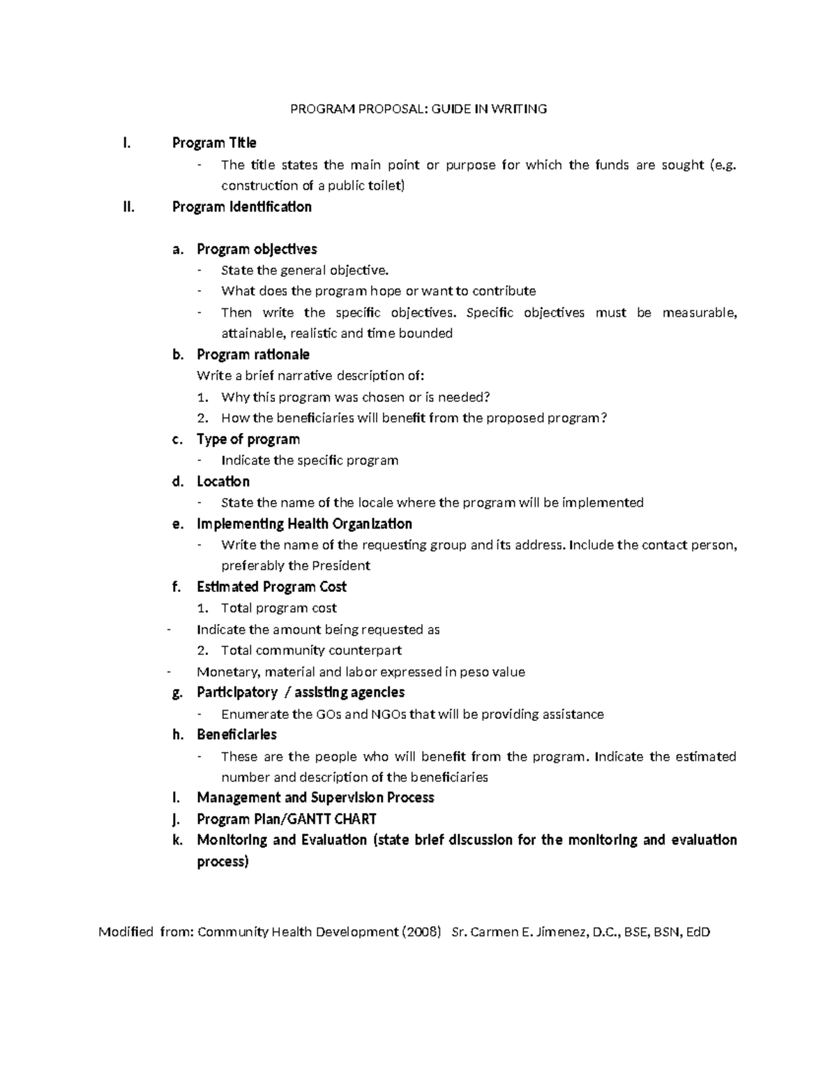 Program Proposal Format: Comprehensive Guide for Writing - Studocu