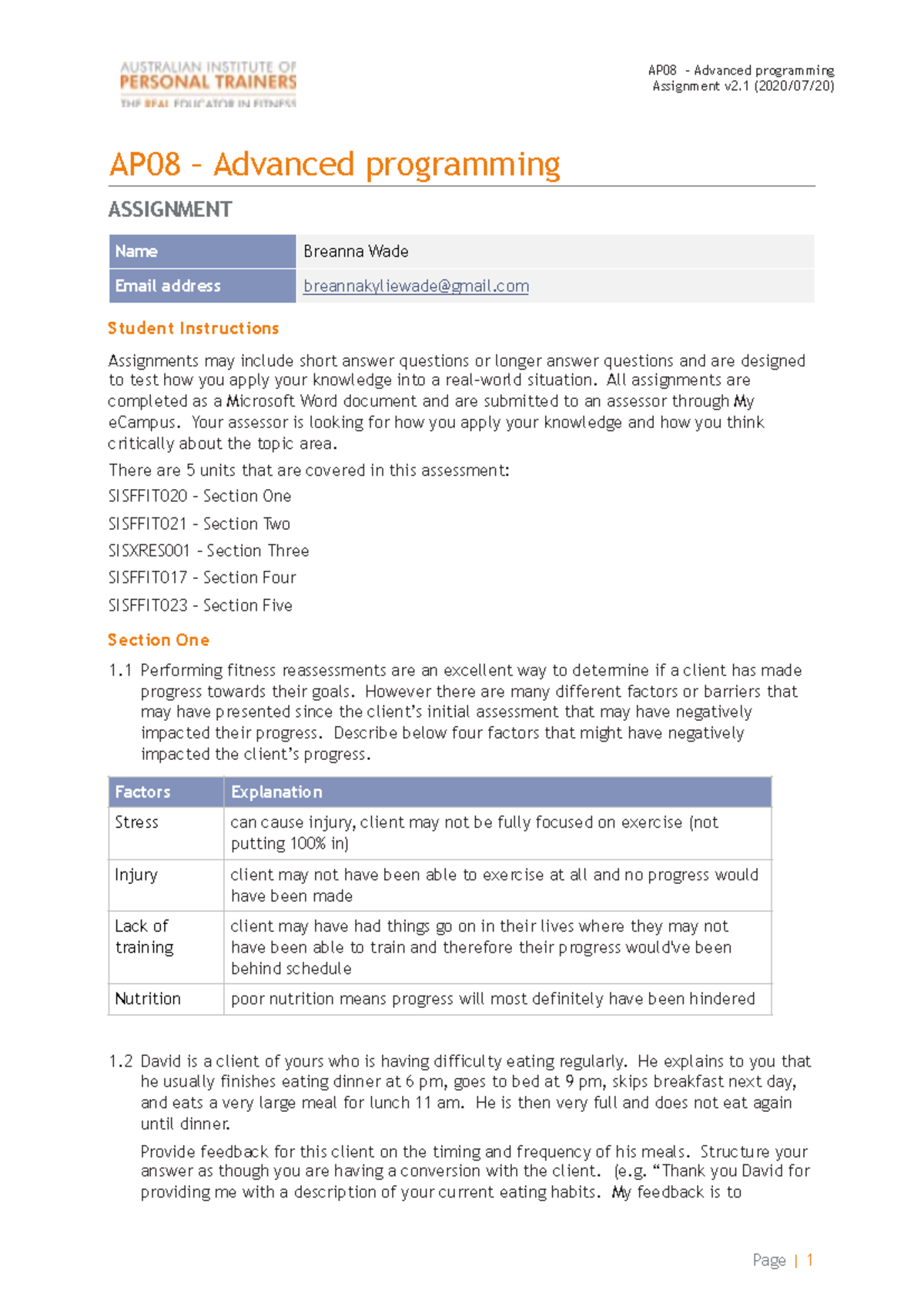 AP08 Assignment Corrected - Assignment v2 (2020/07/20) AP08 – Advanced ...