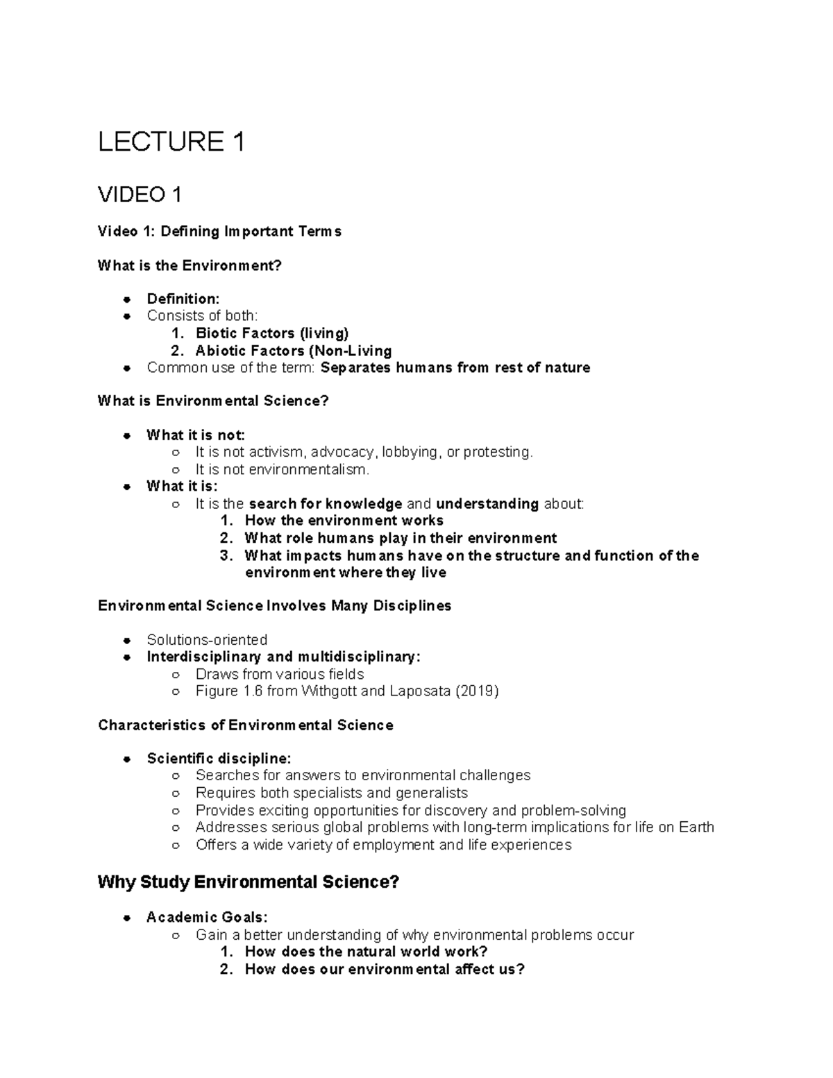 ENVIRONMENTAL SCIENCE LECTURE 1: DEFINING KEY TERMS AND CONCEPTS - Studocu