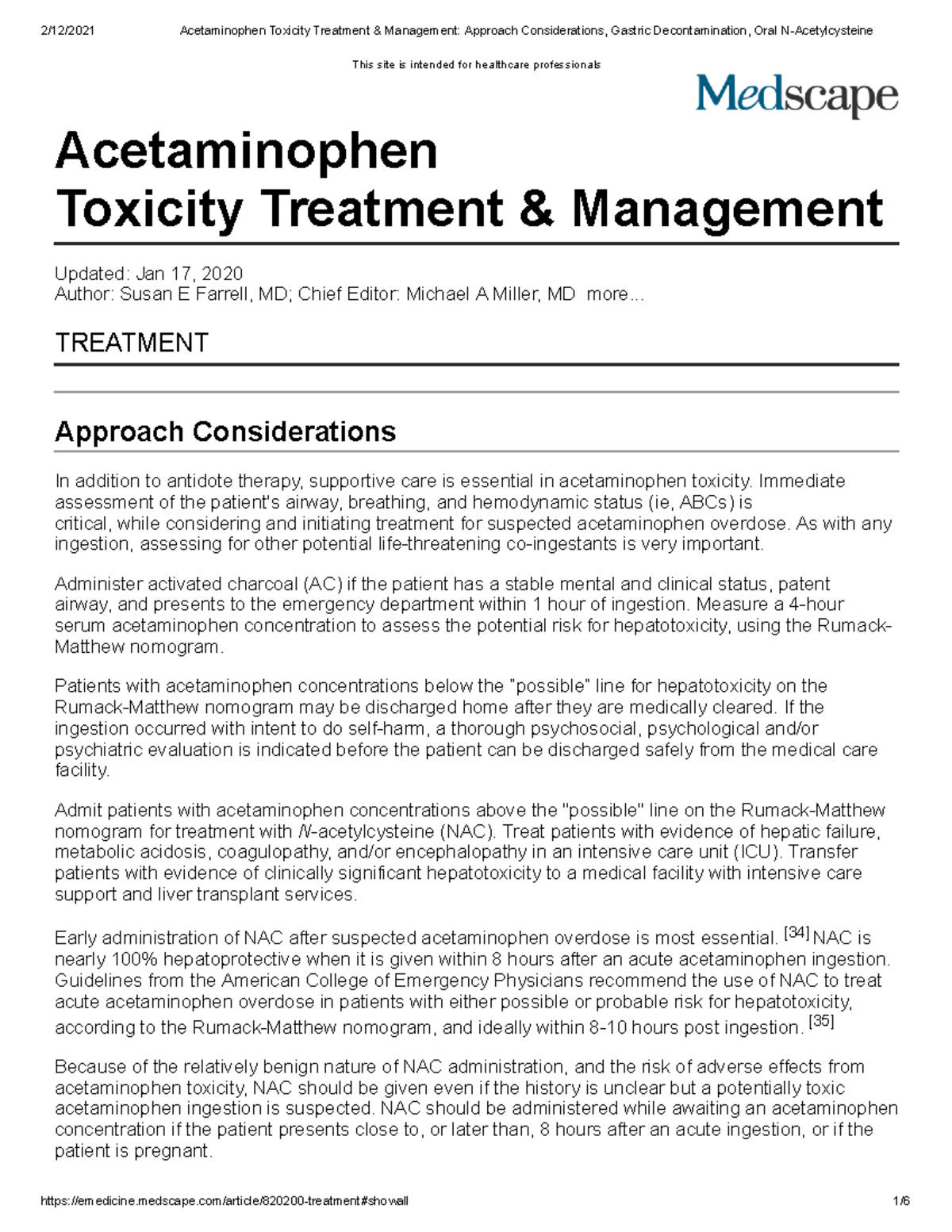 Acetaminophen Toxicity Management: Treatment, NAC Use & Decontamination ...