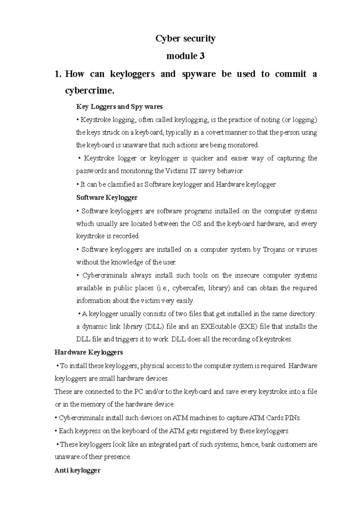 Cyber Security Module 3: Keyloggers, Spyware, and ID Theft Techniques ...
