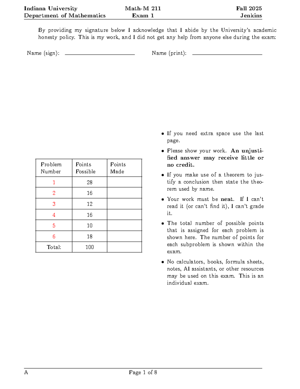 M211 Exam 1 Fall 2025 - Practice Test and Solutions - Studocu