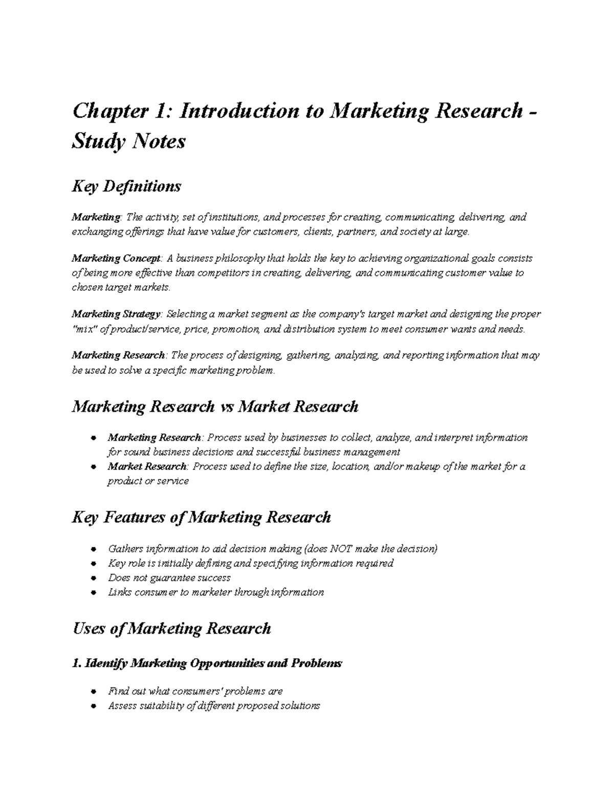 BUS210 Final Exam Study Notes: Key Concepts in Marketing Research - Studocu