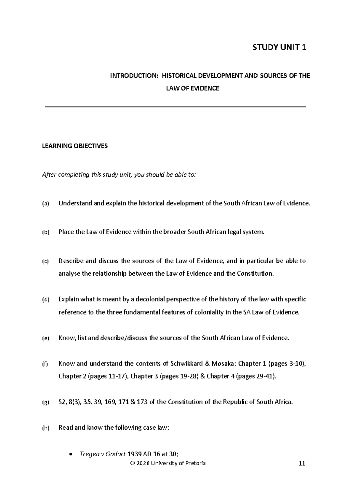 BWR 310 Study Guide 2026: Historical Development of Evidence Law - Studocu