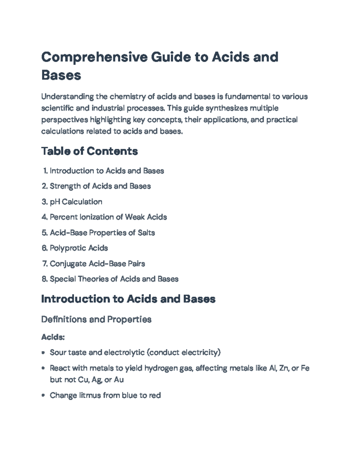 Comprehensive Guide to Acids and Bases: Chemistry Essentials ...