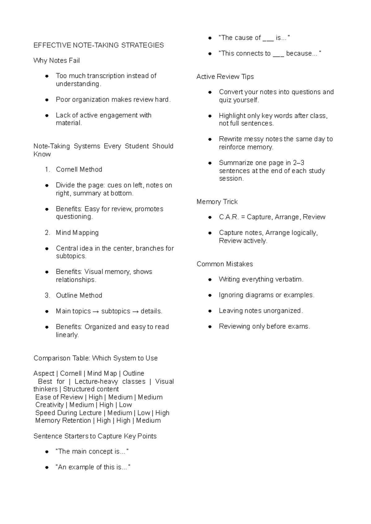 Effective Note-Taking Strategies: Tips for Active Review and ...