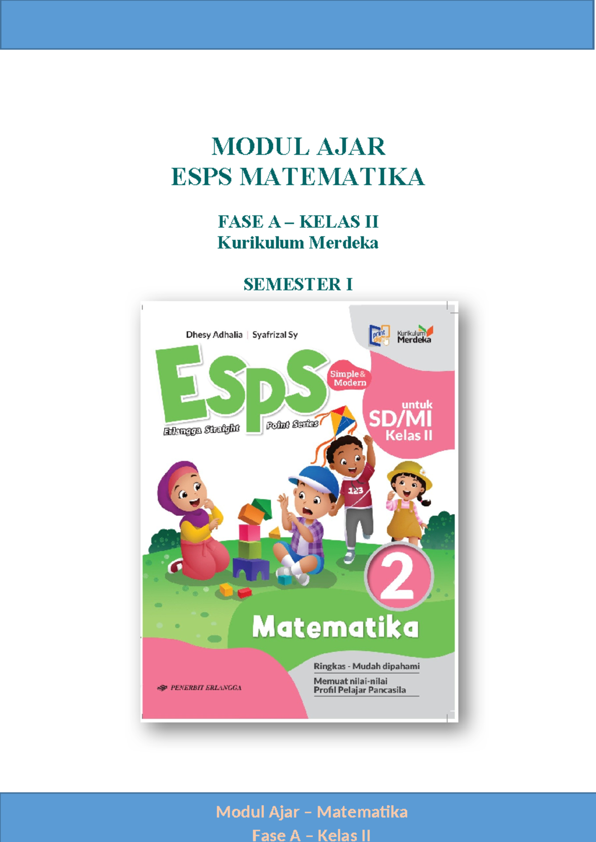 Modul Ajar Matematika Fase A Kelas II (MA) Kurikulum Merdeka Semester I ...