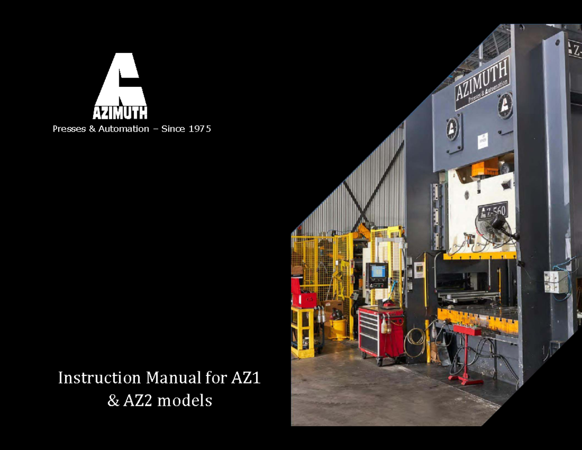 AZIMUTH MACHINERY Instruction Manual for AZ1 & AZ2 Models - Studocu