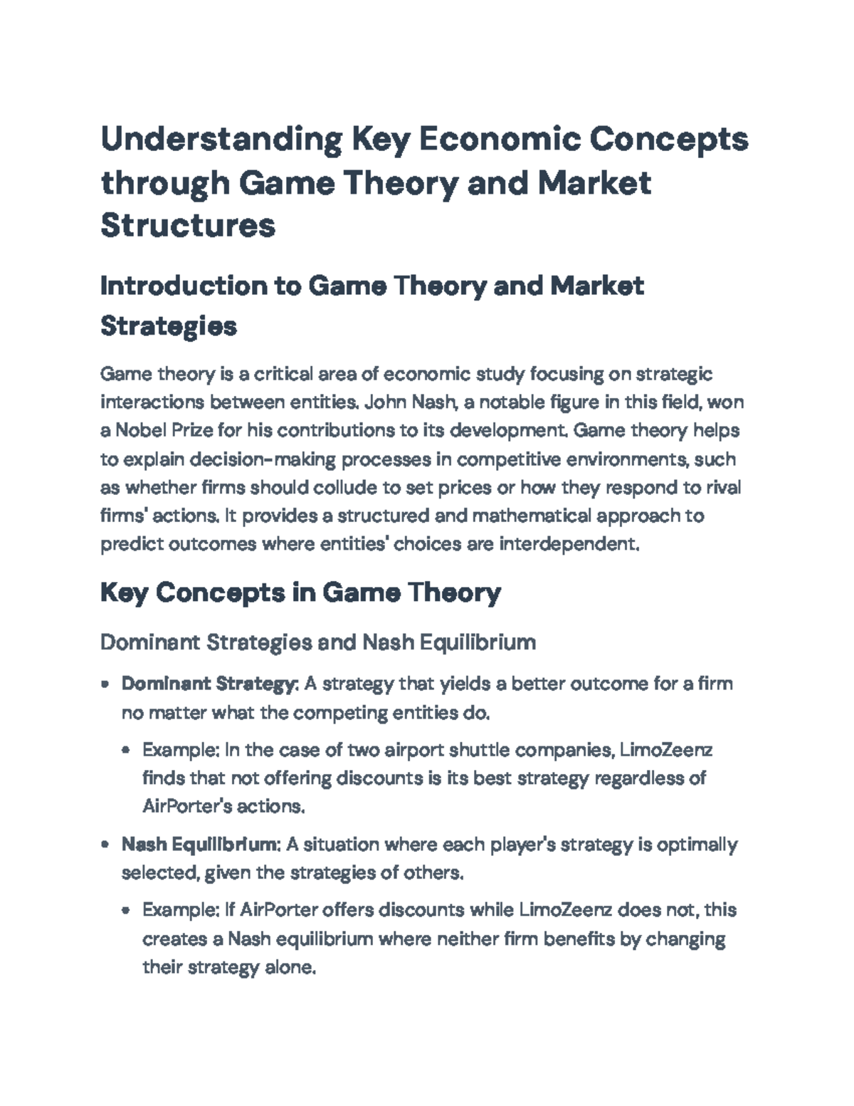 Game Theory and Market Structures: Key Economic Concepts Explained ...