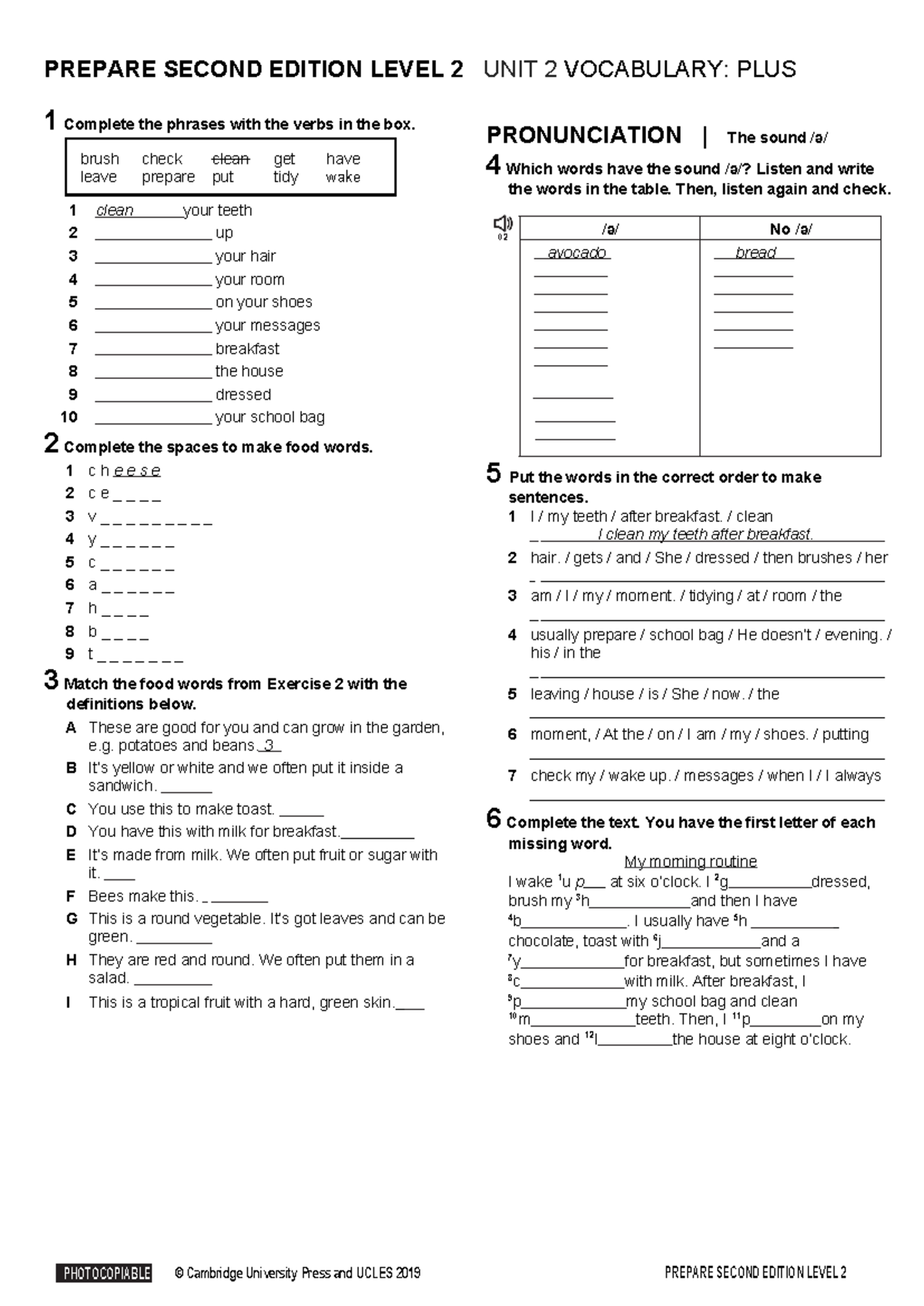 Prepare 2 Vocabulary Plus: Unit 2 Exercises and Activities - Studocu