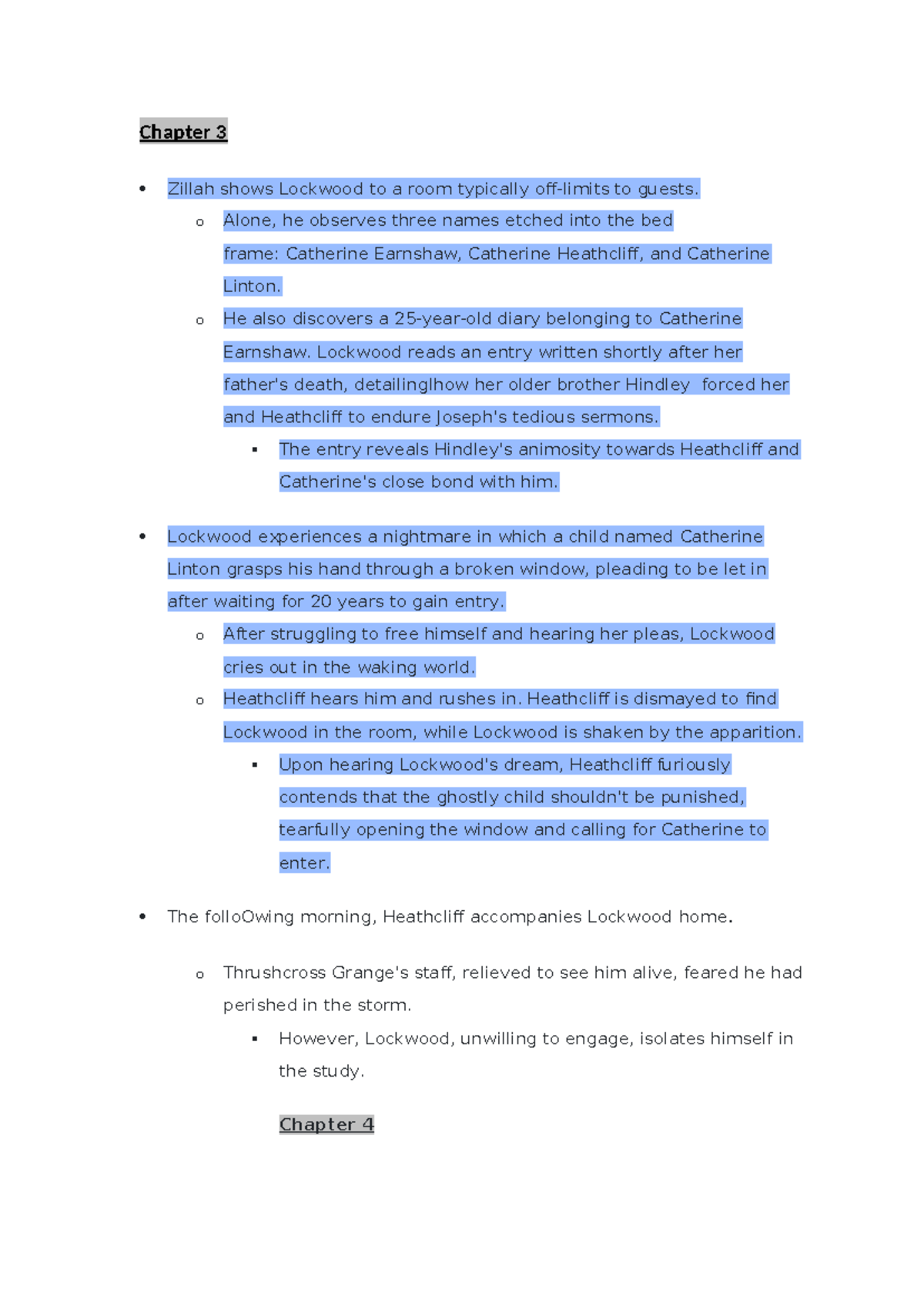 ENG 101: Wuthering Heights Chapter Summaries and Analysis - Studocu