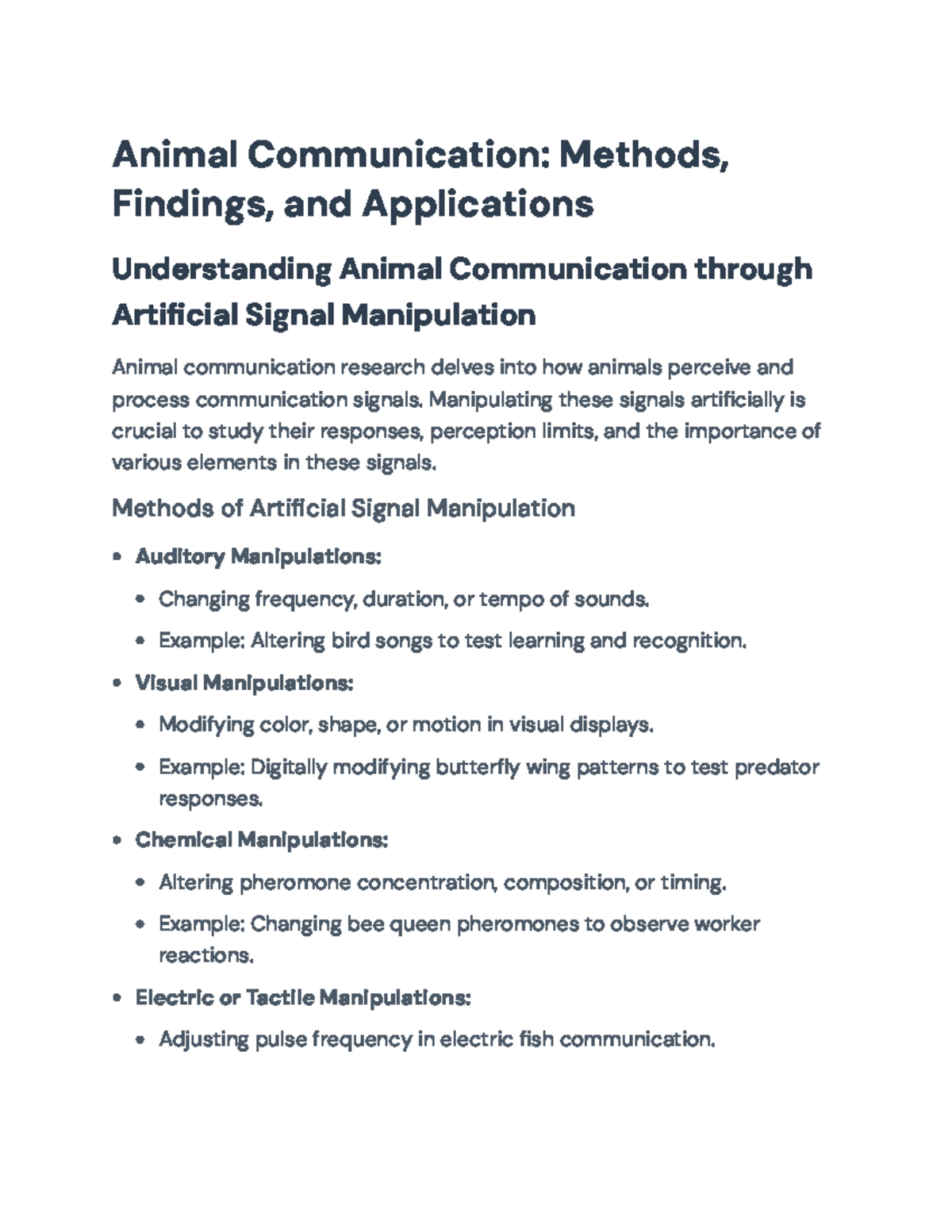 Animal Communication: Signal Manipulation Methods & Key Findings ...