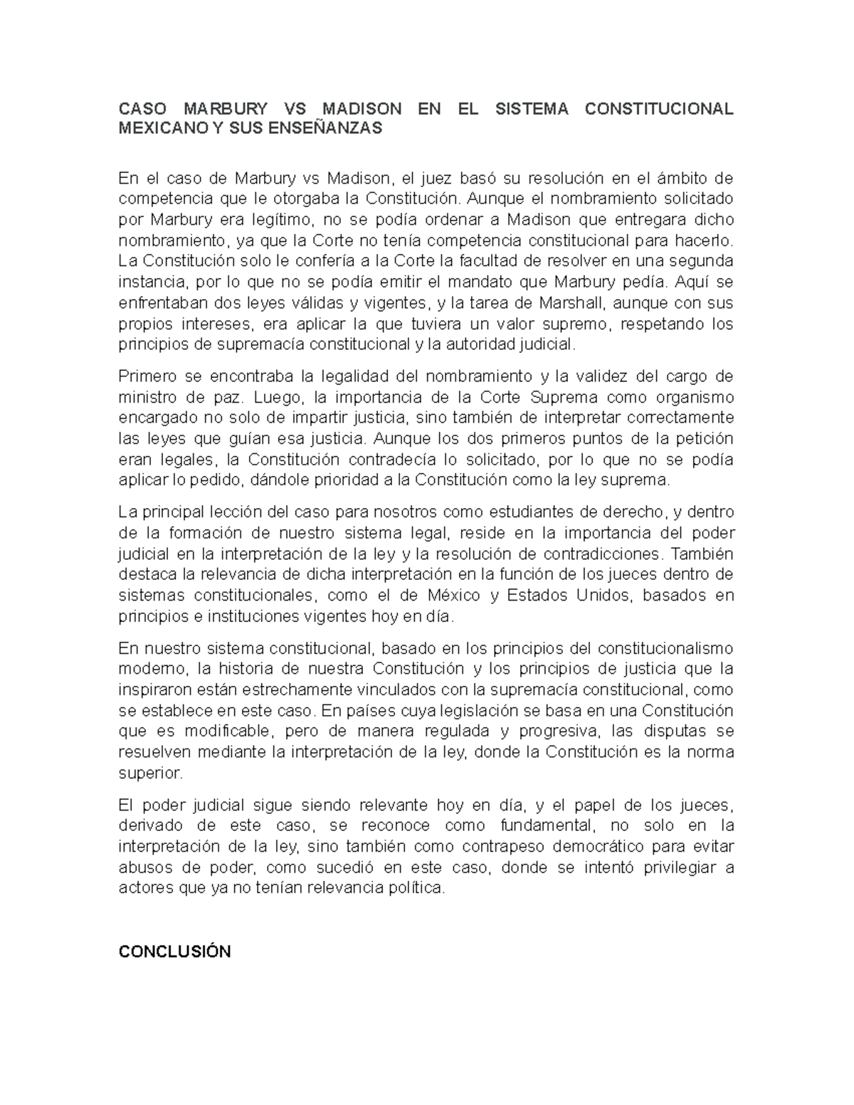 Reto 3: Análisis del Caso Marbury Vs Madison y su Importancia - Studocu