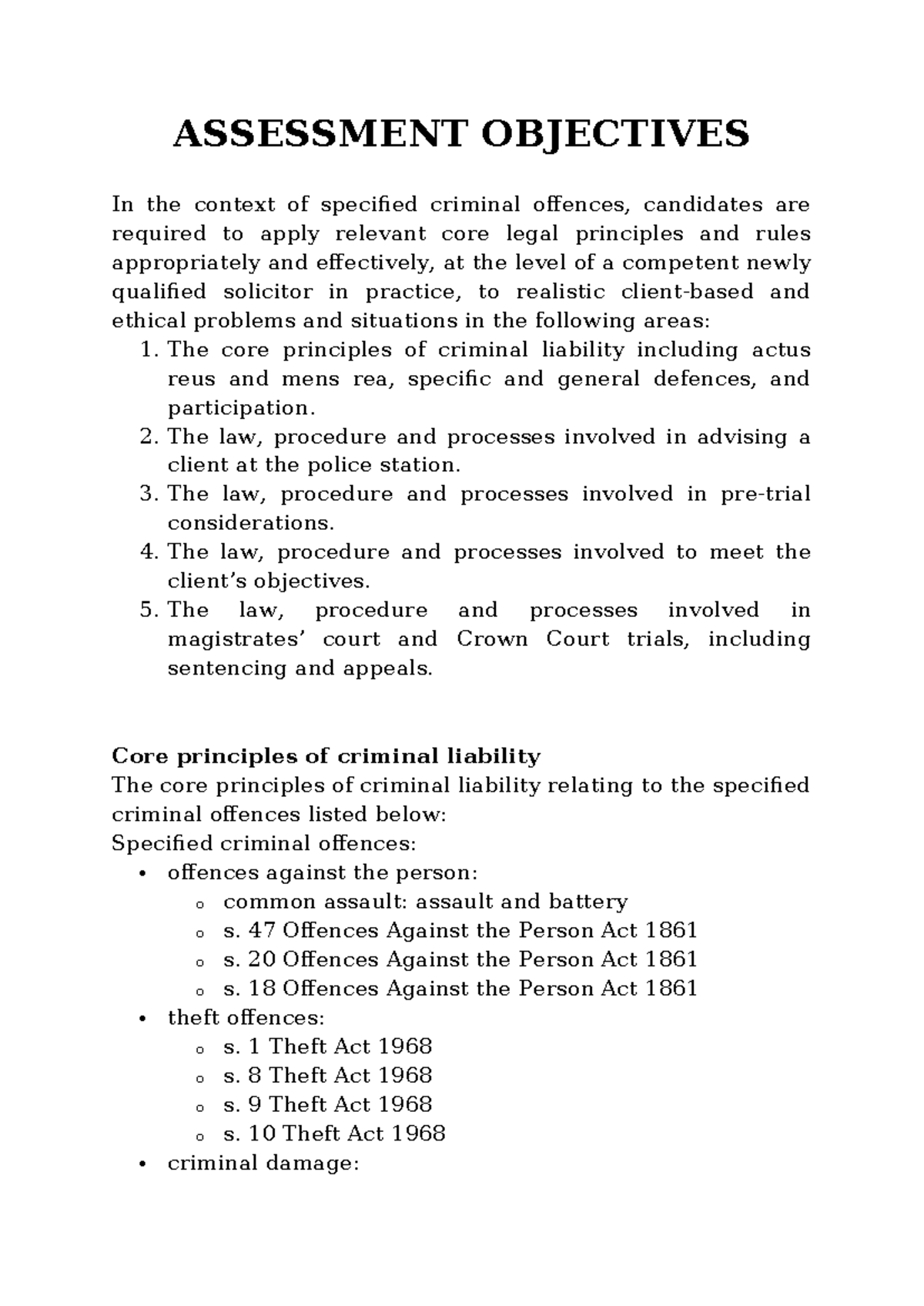 Assessment Objectives Criminal - ASSESSMENT OBJECTIVES In the context ...