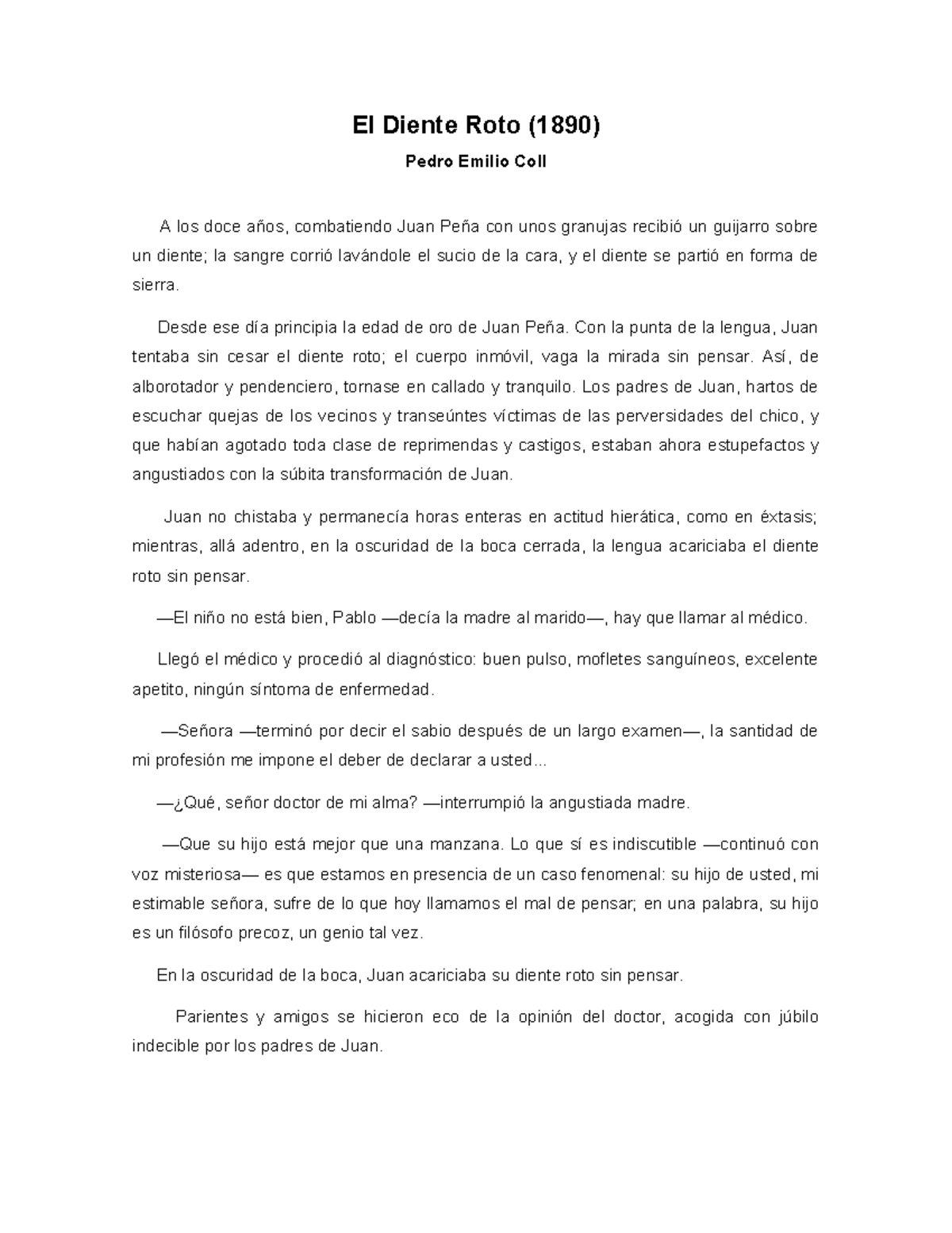 El Diente Roto de Pedro Emilio Coll - El Diente Roto (1890) Pedro ...