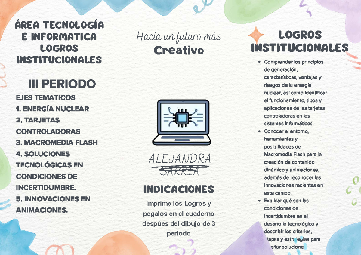 Logros Institucionales en Tecnología e Informática - Período 1 - Studocu