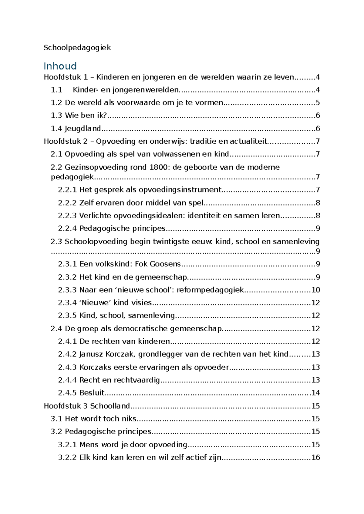 Schoolpedagogiek: Inhoud en Analyse van Hoofdstukken 1-6 - Studeersnel