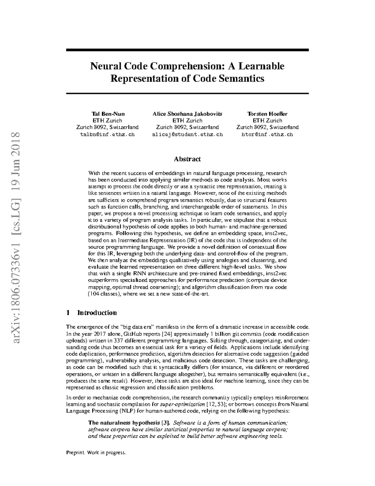 Neural Code Comprehension: Learnable Code Semantics Representation ...