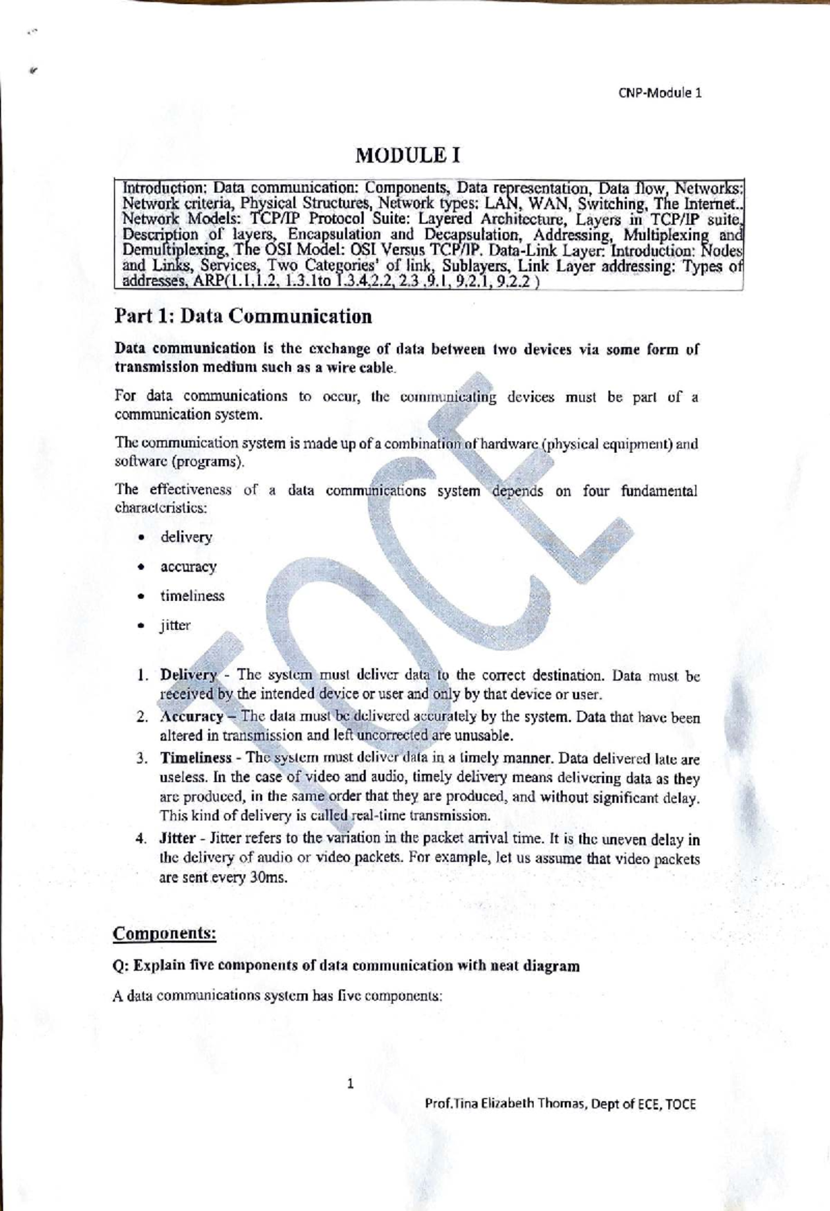 CNP Module 1: Data Communication Fundamentals and Network Models - Studocu