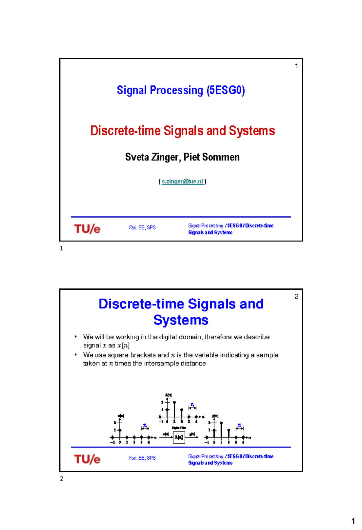 Signals and Systems Overview and Key Concepts (5ESG0) - Studeersnel
