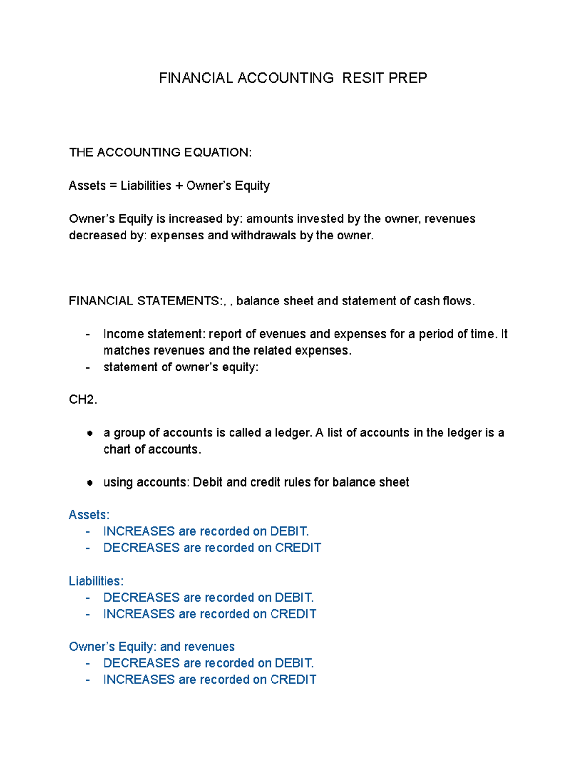 Financial Accounting Resit Exam Prep: Key Concepts & Definitions ...