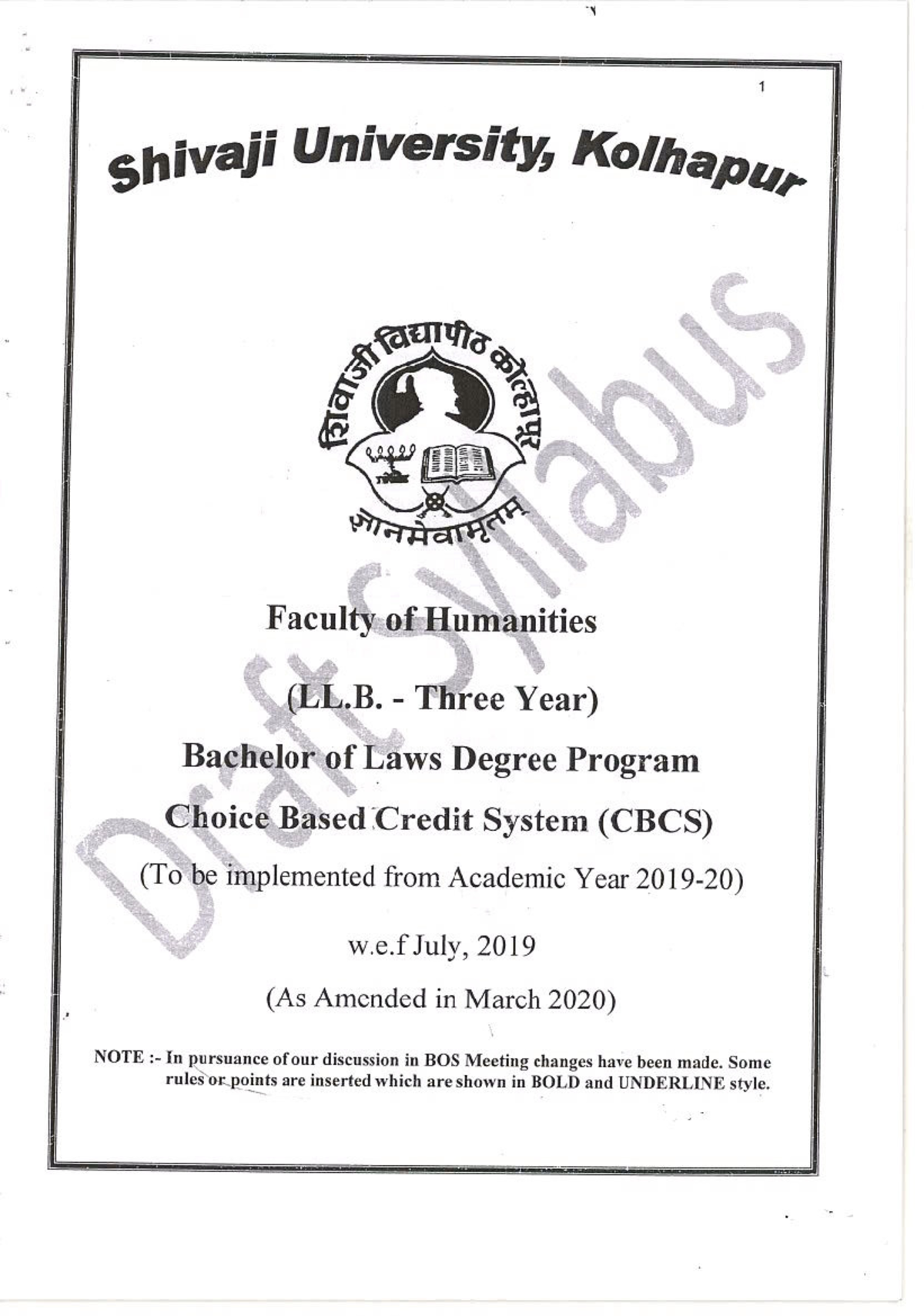 Three Year Law CBCS Syllabus Overview and Key Details - Studocu