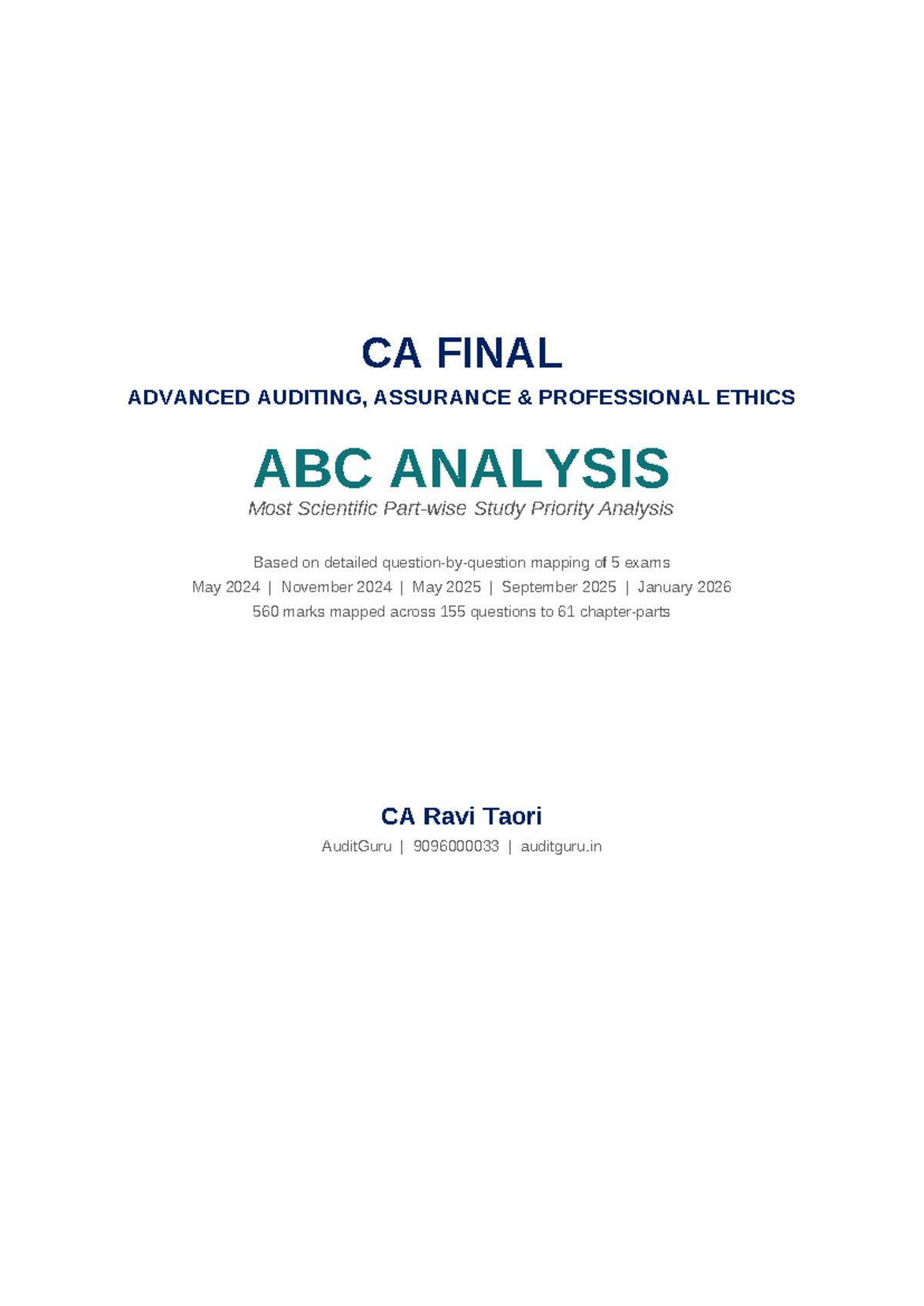 CA Final Audit ABC Analysis: Study Prioritization for Maximum Marks ...