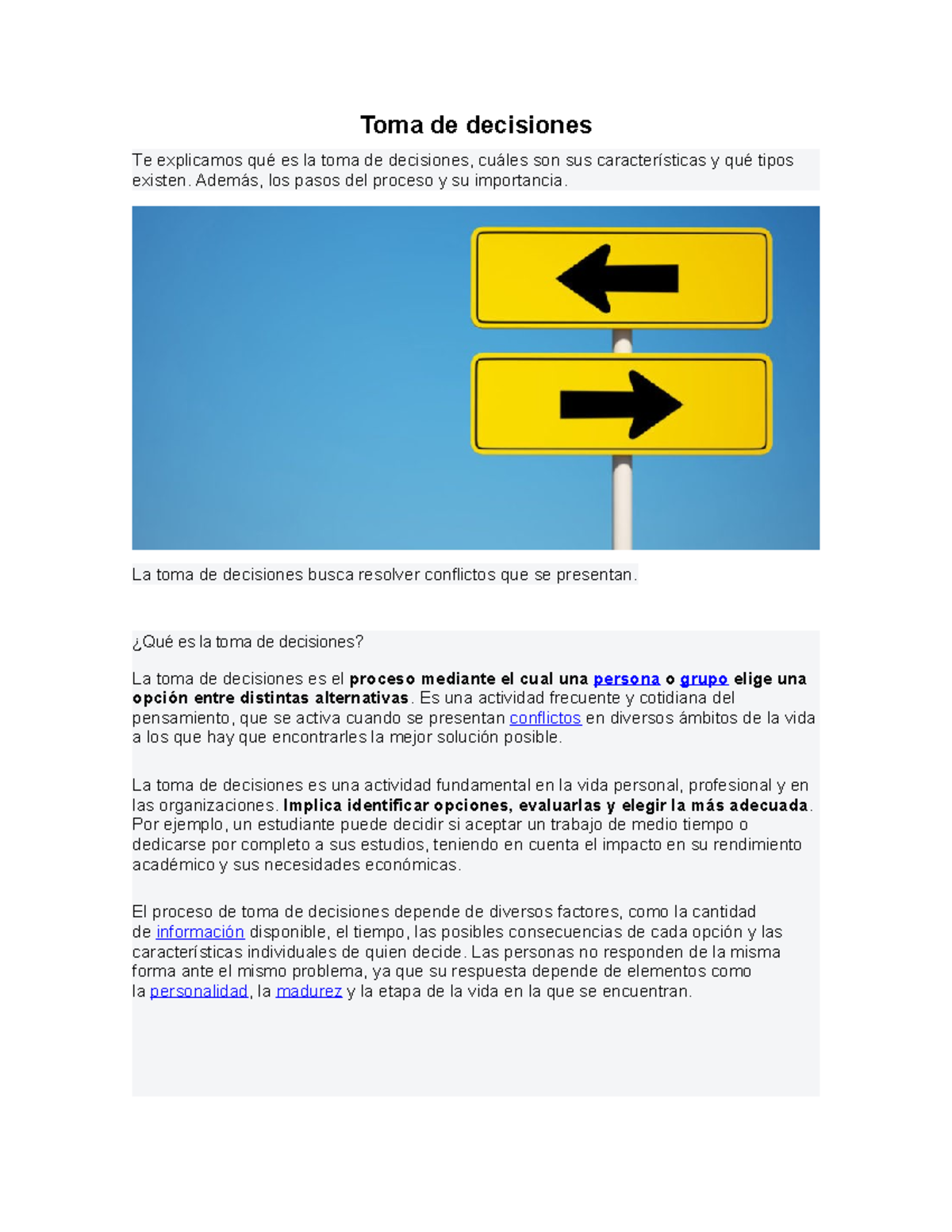 Toma de Decisiones: Características, Tipos y Proceso Esencial - Studocu