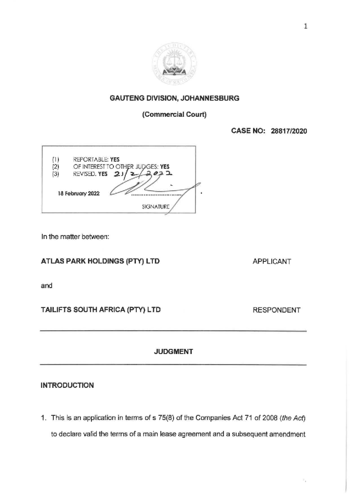 Company Law & Director's Duties: Section 75 Analysis (Case No: 1/2022 ...