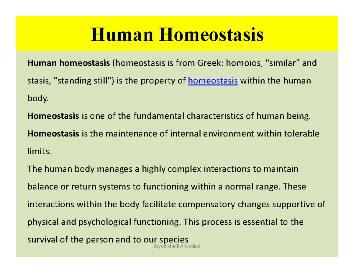 99 - Human Homeostasis Study Notes for Lab and Physiology - Studocu