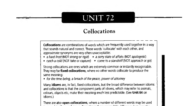 UNIT 72: Understanding Collocations in Advanced English - Studocu