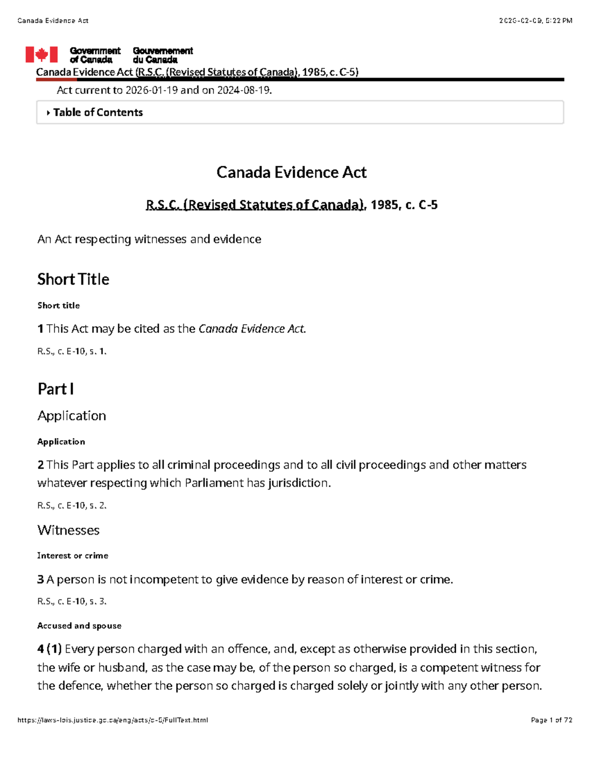 Canada Evidence Act: Key Provisions and Legal Implications - Studocu