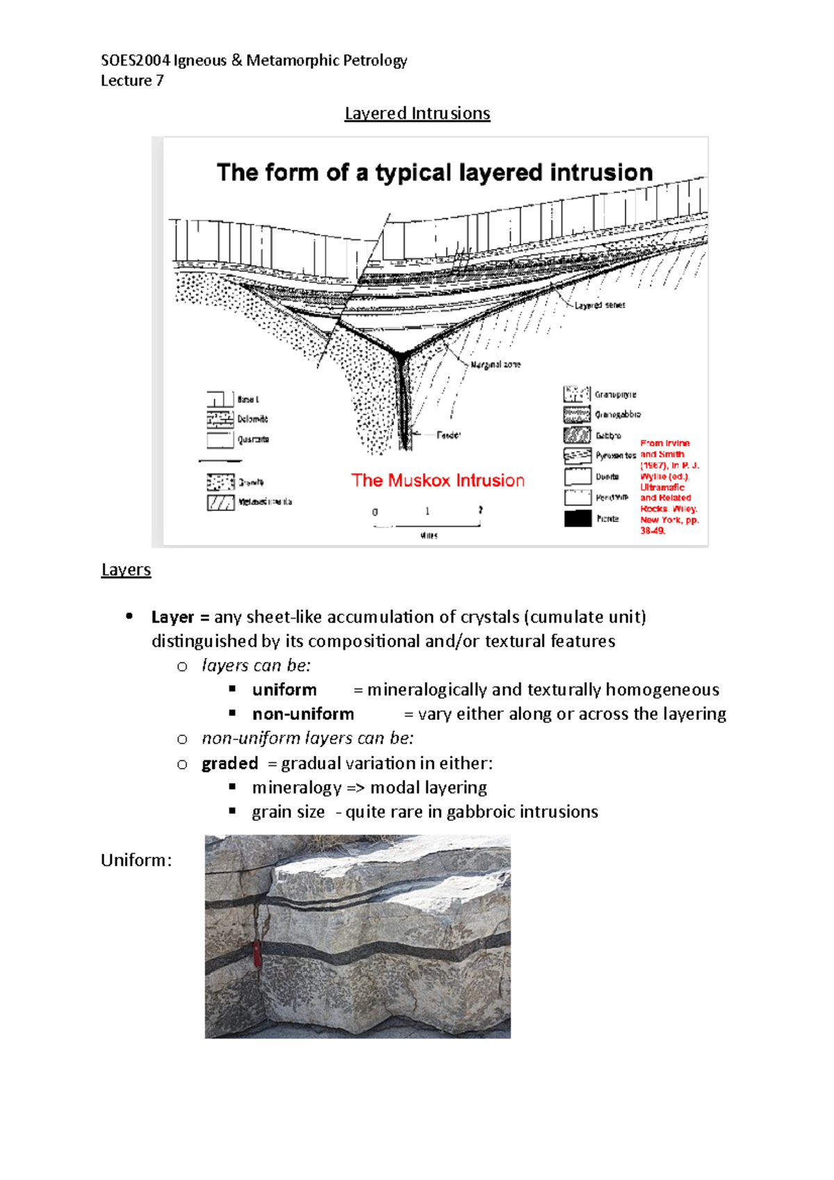 L7 - Lecture on Layered Intrusions and Their Characteristics - Studocu