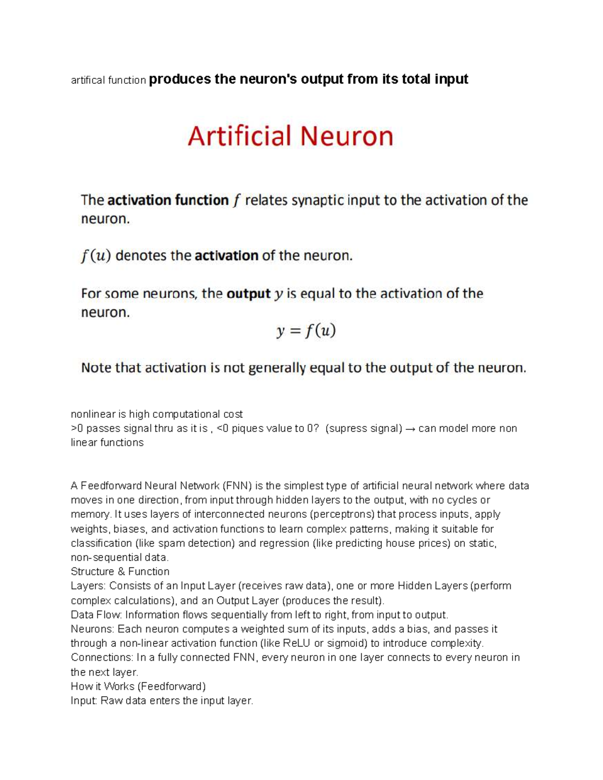 SC4001 Summary: Understanding Feedforward Neural Networks and Their ...