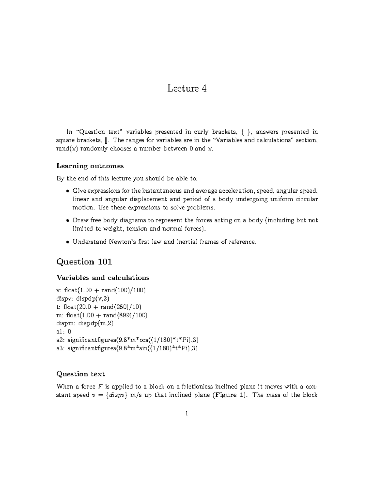 Lecture 4 - Variables and Forces in Circular Motion and Acceleration ...