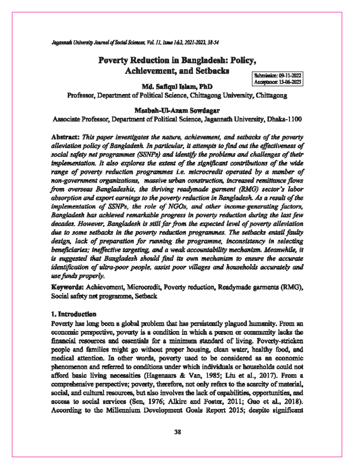 Poverty Reduction and Social Safety Net Policies in Bangladesh ...