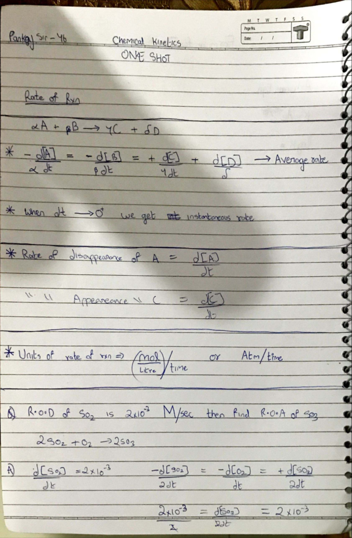 Kinetics (CHEM 101) Lecture Notes on Reaction Rates and Order - Studocu