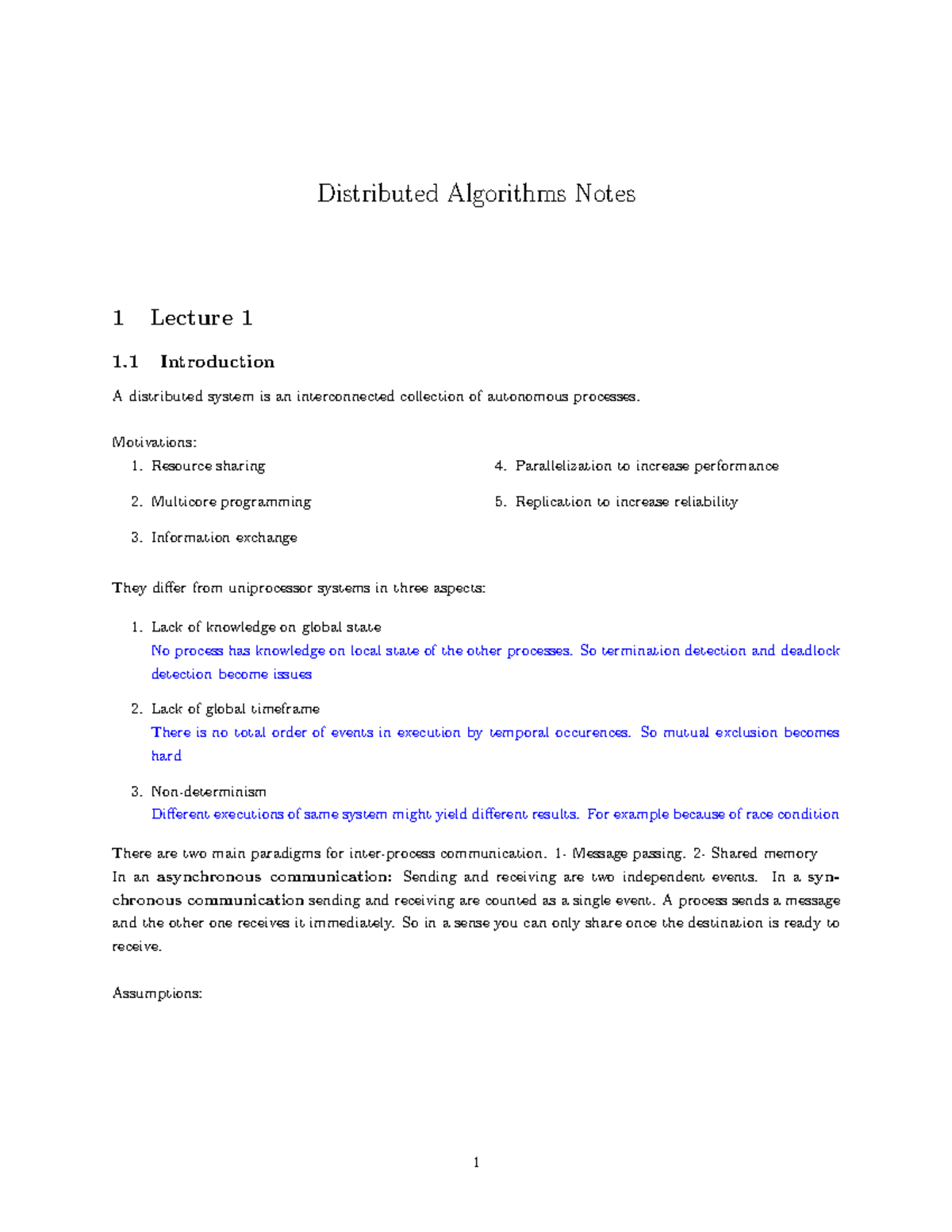 Distributed Algorithms (Dist Alg) Lecture Notes: Key Concepts ...