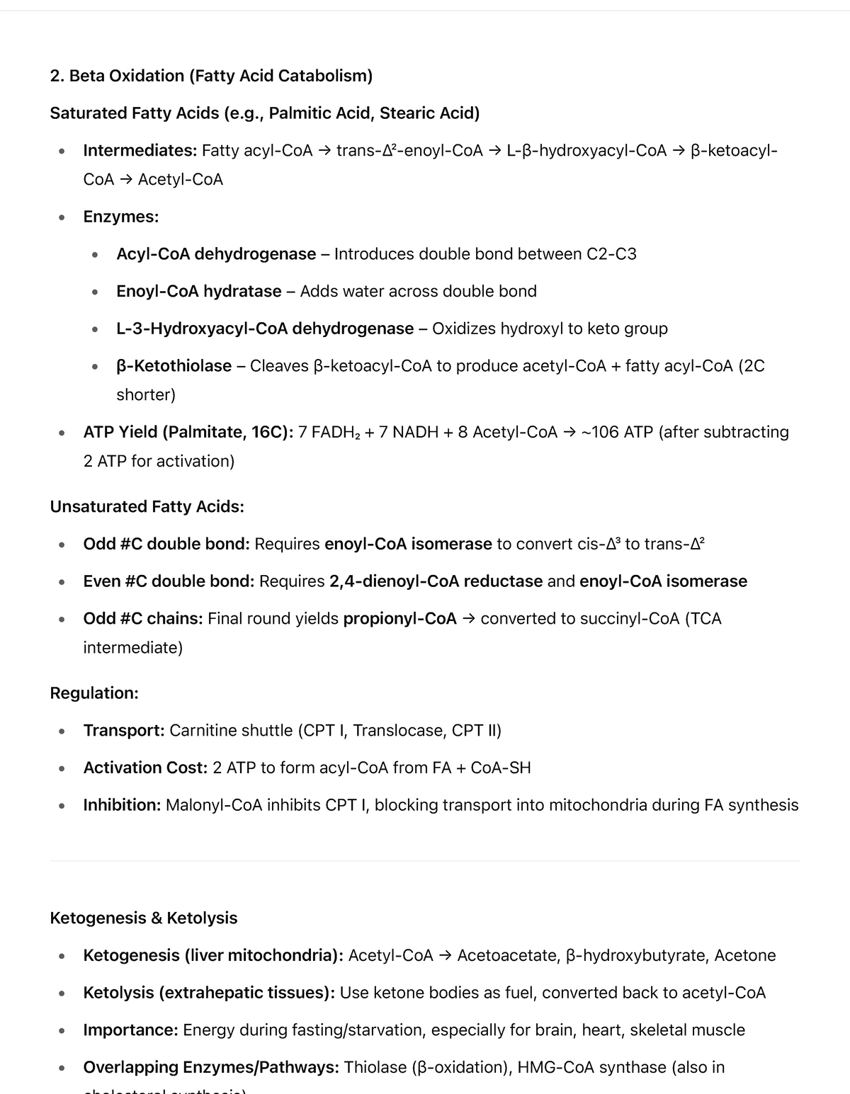 Biochem 2. Final Study Guide: Beta Oxidation of Fatty Acids - Studocu